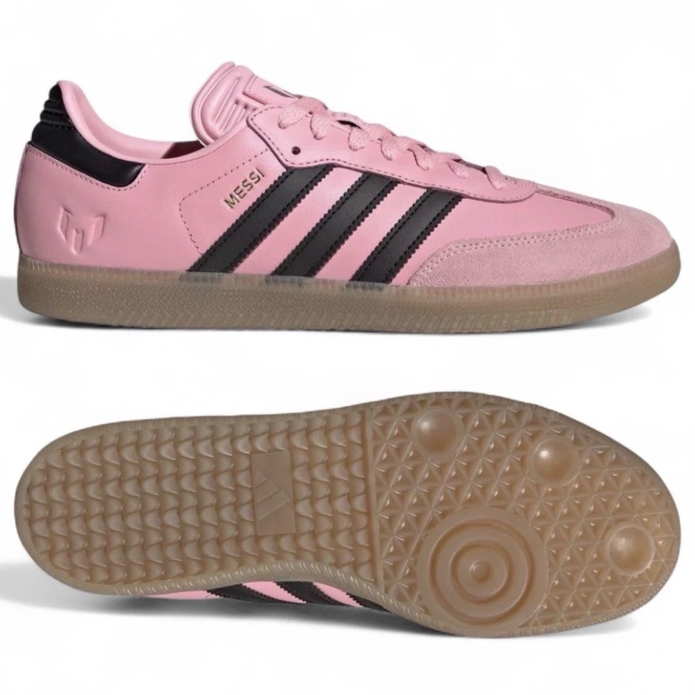 NEW wBox: Messi Samba Mens Light Pink & Core Black Soccer Shoes JP7844 Size 10.5